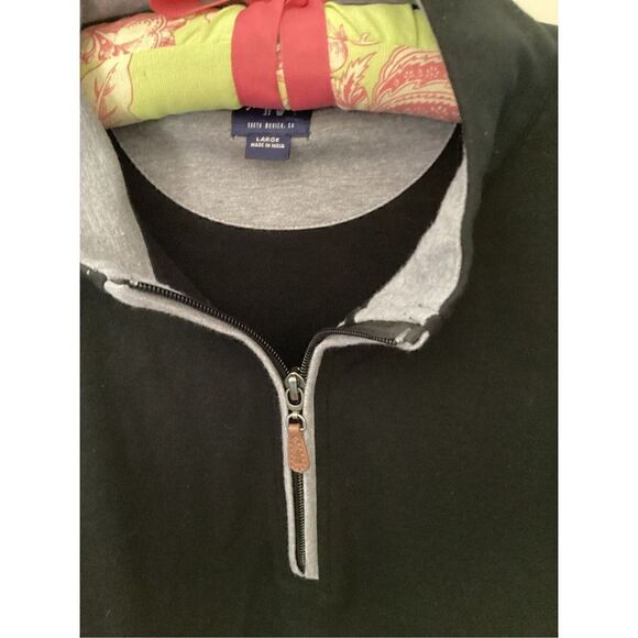 Johnnie O Sz L 1/4 Zip Pull Over Black Cotton Blend Stretch Wilson Cup 2022 Golf - Picture 3 of 12